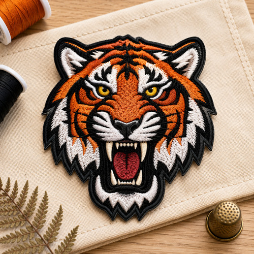 Embroidered roaring tiger - roaring,